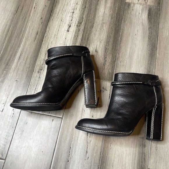 Veronique Branquinho Heeled Booties Women's Black with White Outline Size 40 - Picture 4 of 9